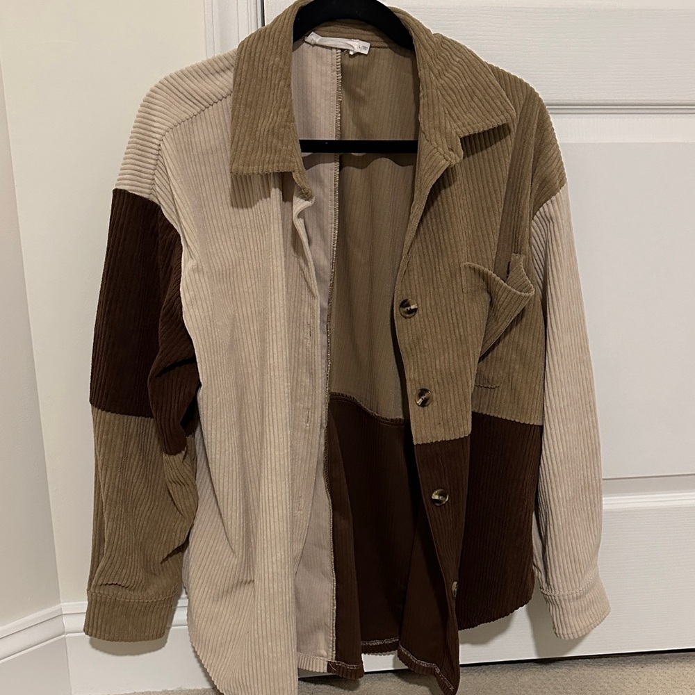 Colorblock Corduroy Shacket